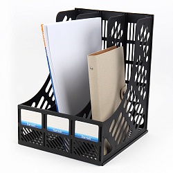 лоток вертикальный 3 отделения сборный чёрный