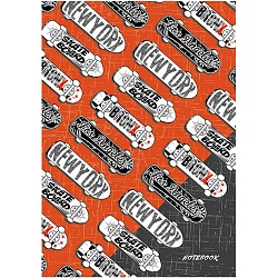 Блокнот А6  48л "Скейты" лак, на гребне 