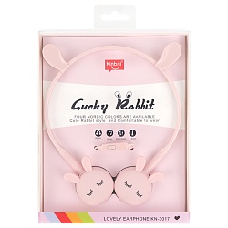 наушники "зайчики" накладные проводные с микрофоном - ободок розовые