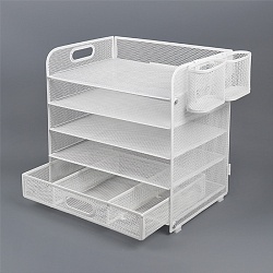 лоток металлический 5 секций + выдвижная полка+2 навесных органайзера цвет белый