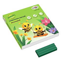 пластилин 12 цв. восковый мягкий "пчёлка" 180гр со стеком гамма