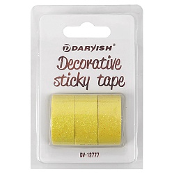 лента декоративная липкая  3шт/уп 15мм*3м "darvish" блёстки жёлтая