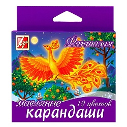 мелки восковые 12цв. "фантазия" на масляной основе (круглые) луч