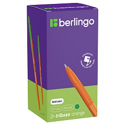 ручка шар. зелёная berlingo "tribase orange"