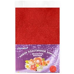 набор пластичной замши с блёстками красная а4 10л (фоамиран)