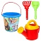 набор для песочницы №110 (ведро 0,85 лесная полянка+лейка+лопатка13см+грабли13см)