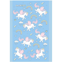 Блокнот А7  16л "Единорожки" на скрепке