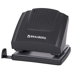 дырокол  30л "brauberg"  черный с линейкой