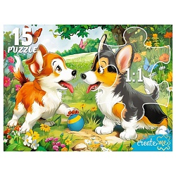 пазлы-макси 15 элементов щенки на поляне