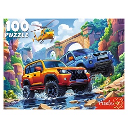 пазлы  100 элементов два джипа и вертолёт