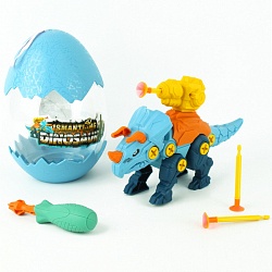 динозавр трицератопс в яйце голубом. игрушка