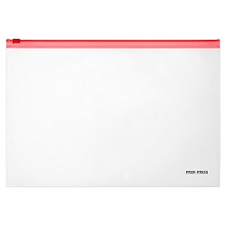 папка-конверт на молнии а4 160мкм, цвет прозрачный, застёжка красная