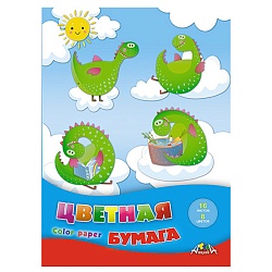 бумага цветная а4 16л. 8цв. "семейка дино"