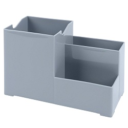 органайзер настольный пластиковый 3 отделения серо-голубой