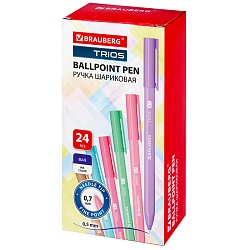 ручка шар. синяя brauberg корпус трехгранный ассорти