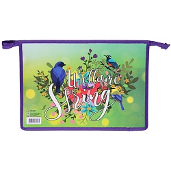 папка для тетрадей  а4 на молнии весенние птички