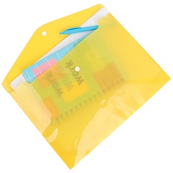 папка-конверт на кнопке а4 желтая 160мкм