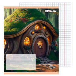 тетрадь  24л клетка  цв. обл "сказочные домики" (универсальная плашка)