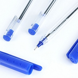 ручка шар. синяя trinity на масляной основе корпус прозрачный трёхгранный