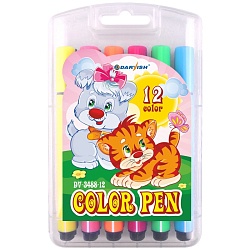 фломастеры 12цв "darvish" в пенале треугольные толстые