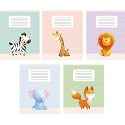 тетрадь  12л линейка  цв. обл "зверушки" без слова тетрадь