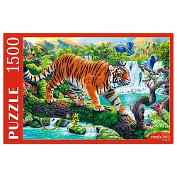 пазлы 1500 элементов тигр на дереве