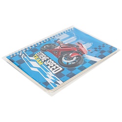 Блокнот 15,5*20,5см 60л на спирали в клетку "Красный мотоцикл"