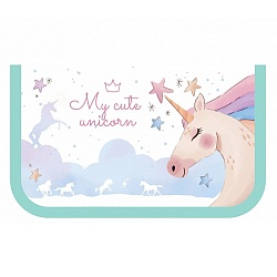 пенал 1отдел. 190*115мм  милый единорог с откидной планкой