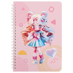 Блокнот 15,5*20,5см 60л на спирали в клетку "Девочка"