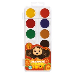 краски аквар. 12цв. "чебурашка""мульти-пульти" медовые без кисти