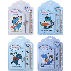 Набор канцелярский "Динозаврик" 4 предмета ассорти