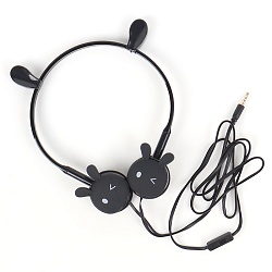 наушники "зайчики" накладные проводные с микрофоном - ободок черные