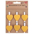 Прищепки "Сердце" декоративные деревянные  6 шт в наборе, ассорти