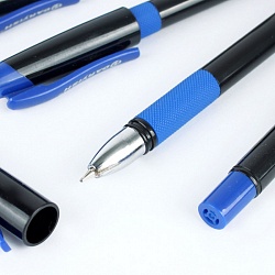 ручка шар. синяя jet flow  на масляной основе корпус чёрный с резиновым держателем