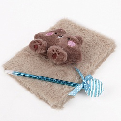 Блокнот A5  80л меховой с ручкой в наборе