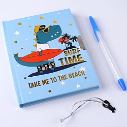 Блокнот подарочный  11*15см 50л "Динозаврик" на замке с ручкой (4вида)