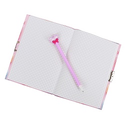 Блокнот 13,5*18 см 50л с замком "Бантик" с ручкой