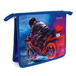 папка для тетрадей а5 на молнии "мотогонщик"