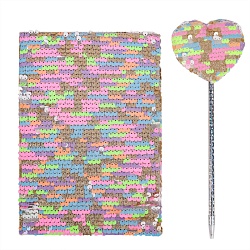 Блокнот A5  80л пайетки с ручкой в наборе