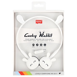 наушники "зайчики" накладные проводные с микрофоном - ободок белые