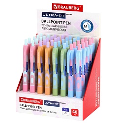 ручка автоматическая шар. синяя  brauberg "ultra-rt pastel" корпус ассорти
