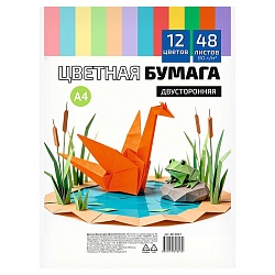 бумага а4  48л 12 цветов  80г/м2 журавлик