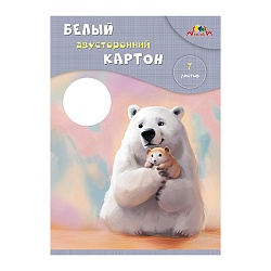 картон белый двухсторонний а4  7л. "милые друзья" в папке