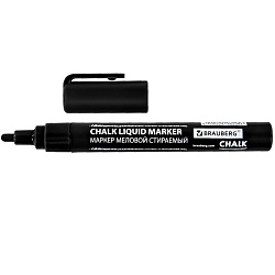 маркер меловой стираемый brauberg  чёрный, 3 мм