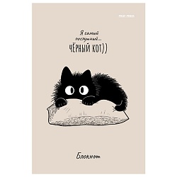Блокнот А6  24л "Послушный чёрный кот-1" ассорти,  на скрепке