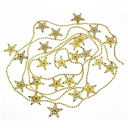 новогоднее украшение - бусы на ёлку "яркие звёзды" золотые