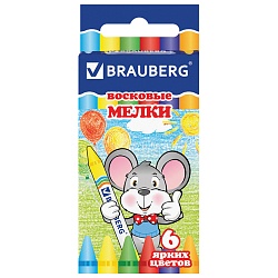 мелки восковые  6цв brauberg