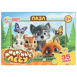 пазл   35 деталей  животные в лесу