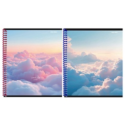 тетрадь  48л кл. цветная спираль "полёт над облаками" обложка софт-тач