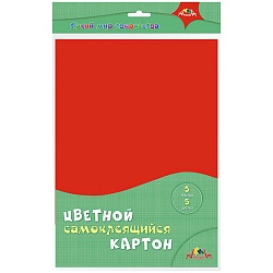 картон цветной самоклеящийся  а4 5л. 5цв. упаковка пэт - пакет
